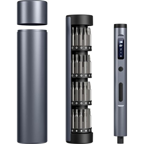 Mini tournevis électrique sans fil - Kit 62 en 1, compatible avec ordinateurs portables, téléphones, etc., 1 kit, gris (1/5)