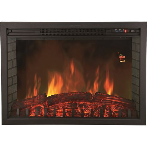 Chemin'Arte – Insert électrique encastrable Oxford XL 76 cm – Effet flammes LED – Chauffage 2000W programmable – Télécommande LCD – Pour espaces jusqu'à 30 m² (1/5)