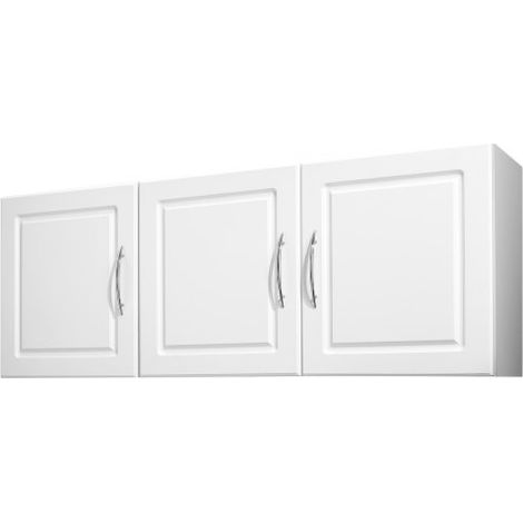 Armario de Pared para Lavandería, 2 Niveles, con Estante Ajustable, 3 Puertas, para Cocina, Baño, Lavandería, Carga de 88,5 kg, 31,6 x 137,2 x 51,6 cm, Moderno y Minimalista, Color Blanco (1/5)