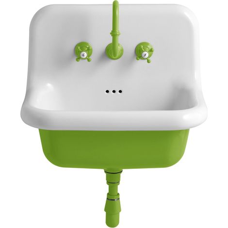 Lavabo in ceramica retrò - 60 cm - True Colors - Verde Acido