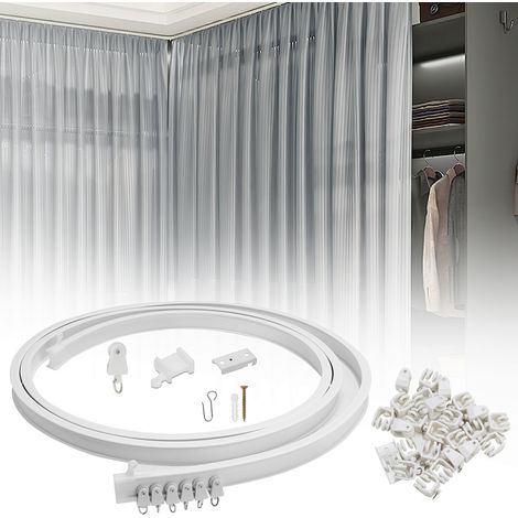 Randaco Kit de rieles para cortinas de techo plegables 3M, para dormitorio, ventana, cuarto de baño, oficina, rieles para cortinas flexibles con 30 ganchos