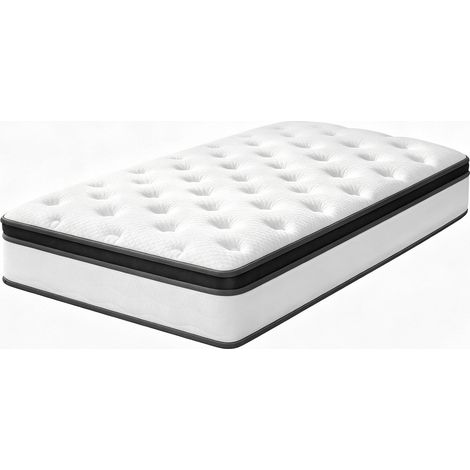 WOLTU Matelas une Place, 90x200 cm, Fermeté H3 (moyenne-ferme), Épaisseur 24 cm, Matelas à Ressorts Ensachés et Éponge, Blanc (1/4)