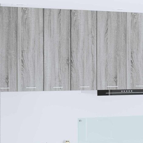Hängeschrank mit Tür 2 pcs Grau Sonoma und Weiß 30 x 31 x 80 cm