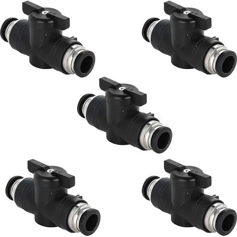 Lot de 5 connecteurs pneumatiques de 8 mm, vanne d'arrêt pneumatique pour air comprimé, tuyau pneumatique à câble rond (1/5)