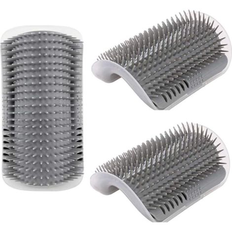 3 Pièces Brosse de Toilettage pour Chat, Peigne de Massage Auto-Nettoyant à Angle Mural, pour l'Enlèvement des - MMCD-ZGL-04870