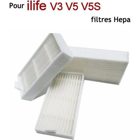 Lot de 10 filtres Homma de rechange pour aspirateur robot iLife V3S, V3S Pro, V5S, V5S Pro - Blanc (1/4)