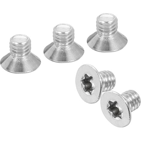 10 Pcs Vis Machines À Tête Plate Torx Antivol M6-1 x 8mm Argenté (1/5)