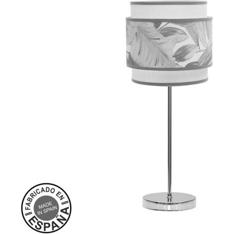 Lampada Da Tavolo Camerun 1xe14 Cromo/Bianco/Grigio 45x18x18 Cm