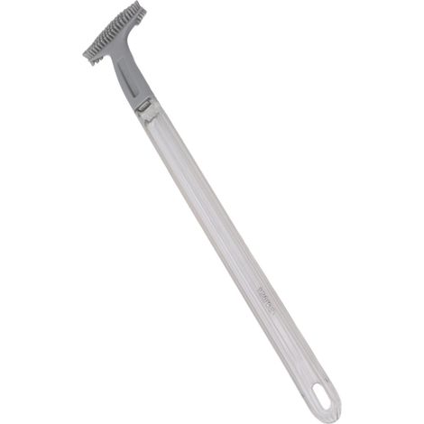Brosse de toilette à poils souples en plastique, manche long et design incurvé, outil de nettoyage pour salle de bain (1/5)