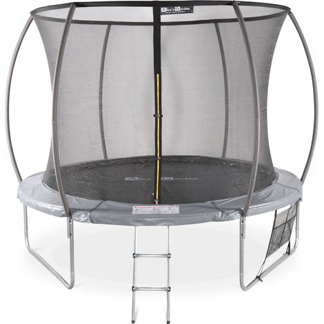 10ft trampoline with inner safety net and accessory kit Grey 303x303x76 cm - MARS XXL INNER
