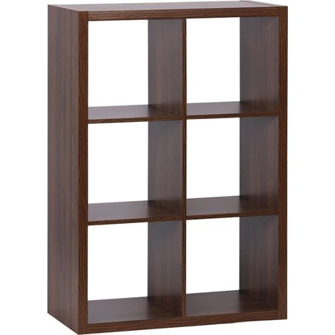sweeek - Bücherregal Holzoptik 2 Ebenen 6 Stauräume (1/4)