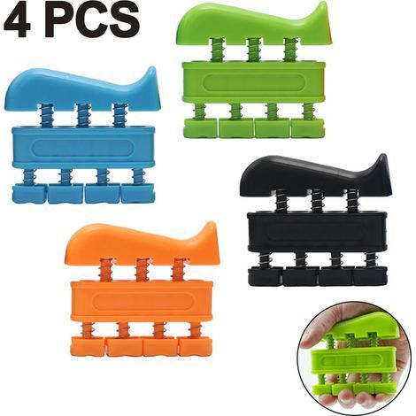Ensemble de 4 appareils de renforcement des doigts et des mains avec ressort, idéal pour la pratique de la guitare, l'escalade et la kinésithérapie. (1/4)