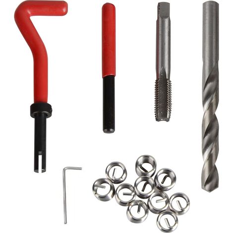 Kit de insertos de reparación de roscas Helicoil M9 x 1,25 x 13,5 mm, compatible con herramientas manuales automáticas, 25 piezas (1/4)