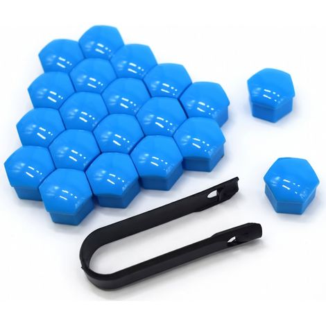 Coprimozzi per ruote blu 21 mm, 20 pezzi + clip (1/5)