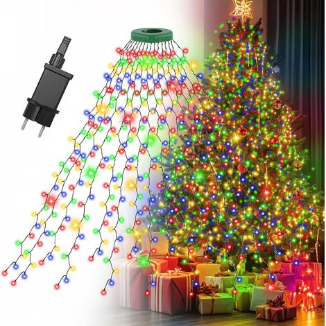 Guirlande Lumineuse pour Sapin de Noël, 2M 400 LED Multicolore avec Cercle et 16 Guirlandes, Minuterie, Étanche IP44 - Pour Sapin de 1.5-2.5M Décoration Intérieur/Extérieur (1/5)