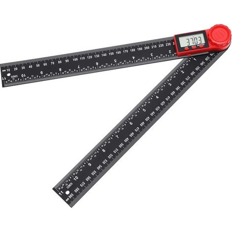 Rapporteur d'angle numérique, 300 mm (11,8 po), double échelle, rotation à 360°, écran LCD et fonction de verrouillage, pour le travail du bois, la construction et les mesures. (1/5)