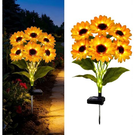 Guirlande lumineuse solaire tournesol 6 LED étanches, décoration pour jardin, massifs de fleurs, jardinières, terrasse, anniversaire, cadeaux (1/5)