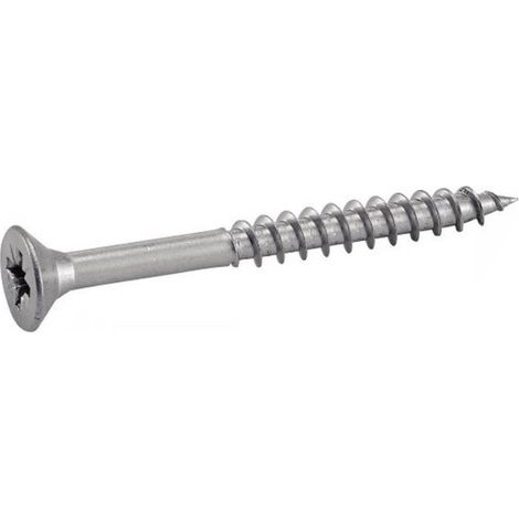 100 Vis pour Bois Aggloméré Tête Fraisée Pozidriv Filetage Partiel 5 x 90/60 mm - Inox A2 - D-Work