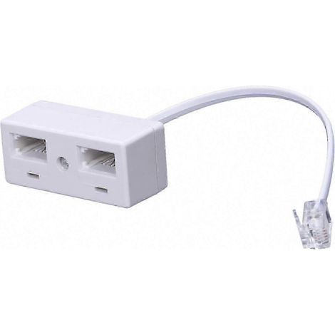 Adaptateur RJ11 vers double prise téléphonique BT, connecteur femelle double, pour téléphone fixe, câble mural, paire, 2 ports, compatible standard. (1/5)