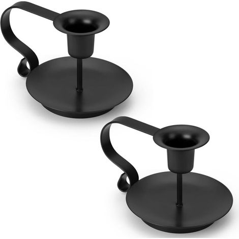 Ensemble de deux chandeliers en fer forgé noir, objets décoratifs pour la maison, chandeliers de décoration moderne (1/5)