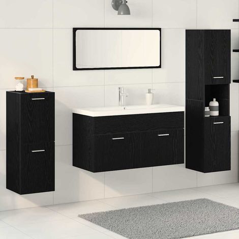 Bathroom Furniture Set 5 pcs Black Oak 30 x 30 x 130 cm vidaXL (1/5)