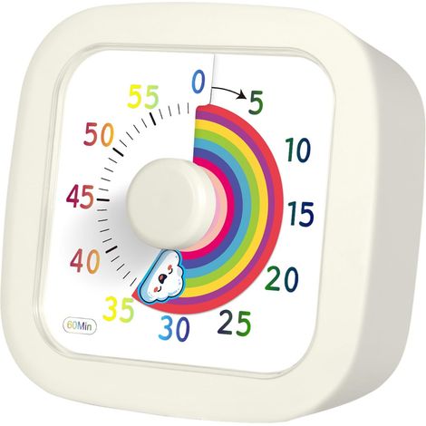 Temporizador visual para niños, temporizador infantil con cuenta regresiva de 60 minutos, temporizador infantil con diseño de arcoíris para la cocina, el aula y las reuniones. (1/5)