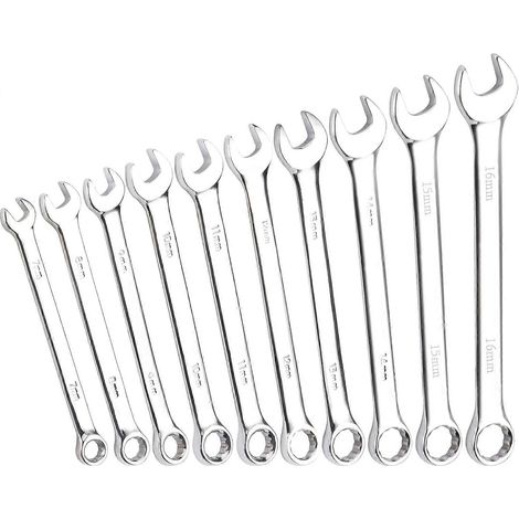 Jeu de 10 clés plates, clés à cliquet de 7 à 16 mm, jeu de clés mixtes à cliquet en acier au chrome-vanadium pour diverses applications (1/5)