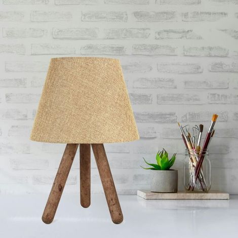 Lampe de chevet trépied moderne ACKERMAN, abat-jour beige KILIS (1/2)