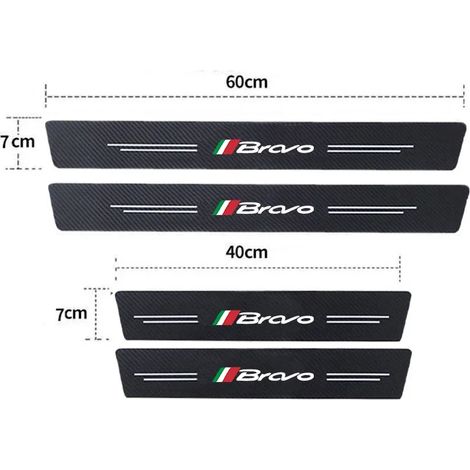 (4 pièces) Seuil de porte avant et arrière de voiture Fiat Bravo,protection autocollante en fibre de carbone pour pédale d'accueil,coffre et pare-chocs (1/3)