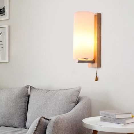 Moderne weiße Wandleuchte, Glasschirm, Nachttisch-/Flurlampe mit Zugschalter