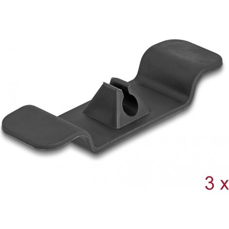 Delock Sujeta cables Clip autoadhesivo set 3 piezas negro