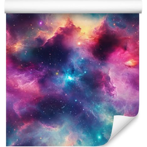 Aquarell-Galaxie-Tapete, Lila, Blaues Zentrum, 50 x 1000 cm (1/5)