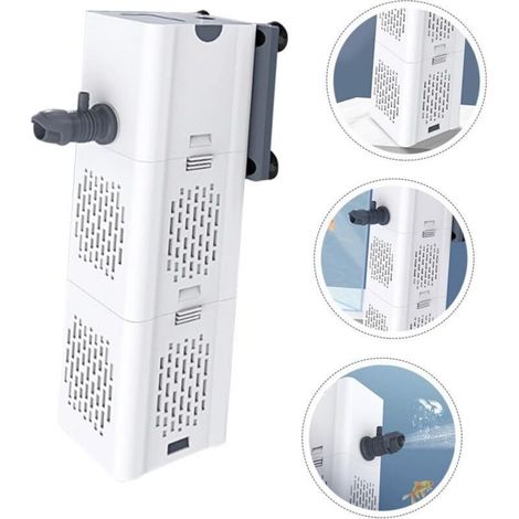 Filtre d'aquarium silencieux 4 en 1 - Filtre interne d'aquarium - 500-1000 l/h - Pompe Aquarium - Aération d'oxygène - Changement d'eau pour Betta, tortue, poisson d'étang, jardin