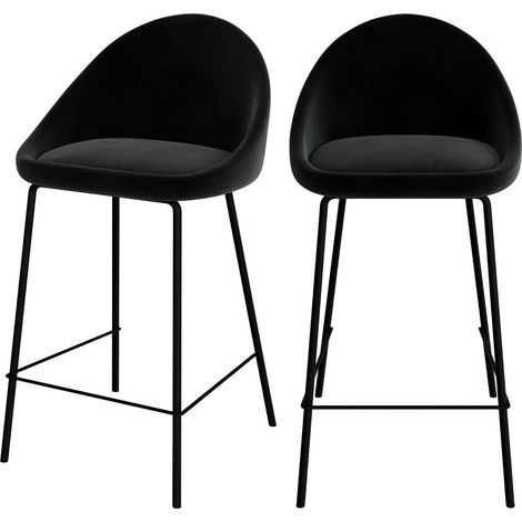 Set de 2 sillas para isla de cocina en terciopelo negro 65 cm - Misty