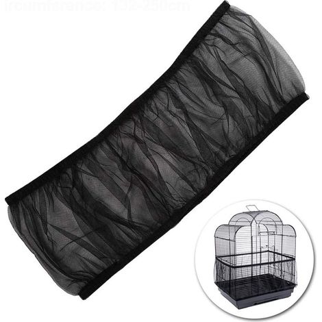 Housse de cage à oiseaux, récupérateur de graines, filet en nylon ventilé, coque de cage à oiseaux, récupérateur de graines, taille (noir) (1/5)