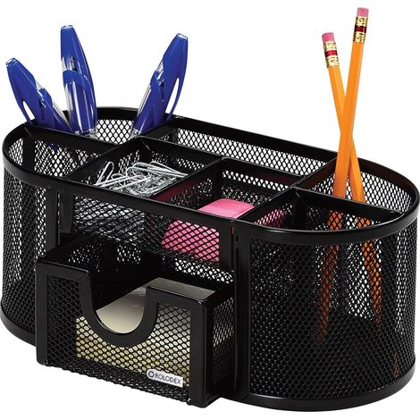 Support Pour Stylos - 4 Compartiments - Acier - 22 x 11 x 10,5 cm - Noir - 1 Pièce (1/4)