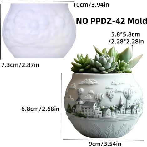 (Moule SANS PPDZ-42) Moule en résine silicone pour pot de fleurs en résine, motif relief montagneux, ruisseau de montagne, eau courante, boîte de rangement, coupelle à bougie, moules en gypse (1/4)