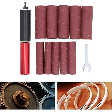 Adaptateur pour ponceuse à broche de perceuse, kit de tambour de 1,5 pouce avec 10 manchons de papier de verre, compatible avec le bois et le métal. (1/5)
