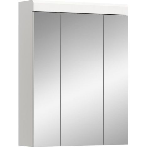 Scout Spiegelschrank Bad 3 Spiegeltüren Weiß hochglanz, weiß.