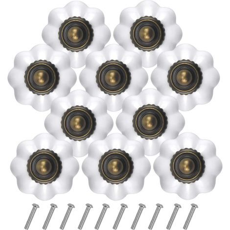 10PCS Bronze Vintage Drawer Knobs, 30MM White Drawer Door Handle, Round Furniture Knob, Kids Room Door Knobs, Furniture Handles for Kitchen Cabinet Cupboard (1/5)