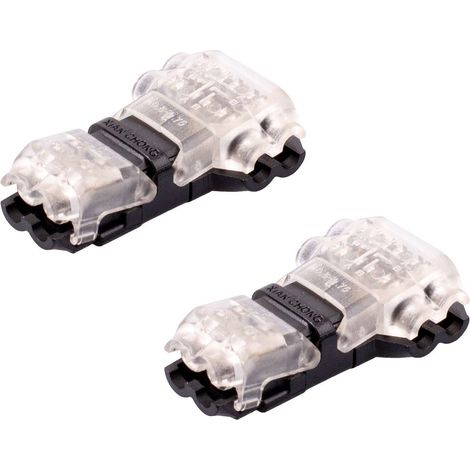 2x connecteur LED 2 broches 10mm à clipser en T raccord bande fil électrique cosse rapide lumière lampe cuisine maison meuble salle de bain (1/2)