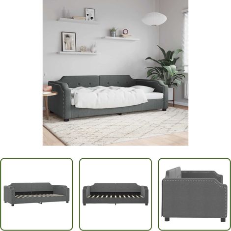 vidaXL Lit de jour - Lit de repos sans matelas gris foncé 80x200 cm tissu (1/5)