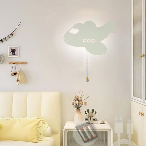 Applique murale LED blanche rechargeable par USB, 3 couleurs 2700K-6500K pour chambre d'enfant (1/5)