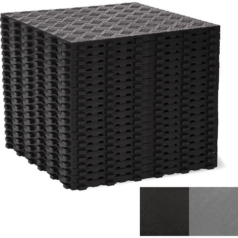 20 Pack PVC Garage Flooring Interlocking 40x40cm Garage Floor Tiles Non Slip Heavy Duty Easy Lay Diamond Plate Design (Black) (1/5)