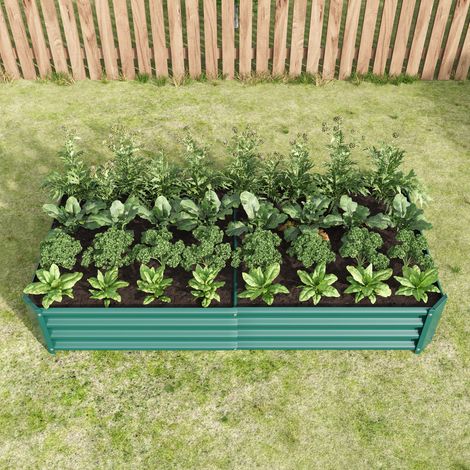 Potager surélevé métal, bac en acier robuste sans fond, résistant à la rouille et durable, pour légumes herbes fleurs, coloris anthracite (1/5)