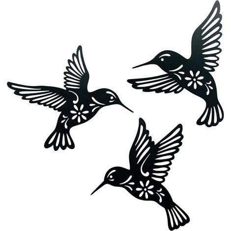 Sculpture Murale en Métal, 3 Pièces Décoration Murale en Fer Forgé, Art Mural en Métal Vie avec Oiseaux Déco Noir, Décoration d'art Mural, Écoration D'intérieur & Jardin (1/4)