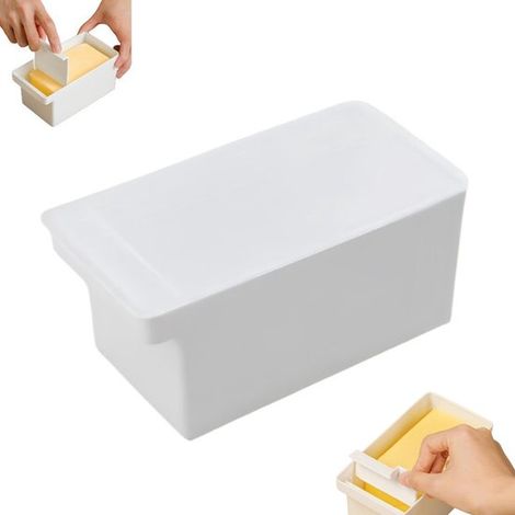 1 beurrier - Boîte de rangement pour beurre - Beurrier avec couvercle - 16,4 x 8,5 x 7,5 cm - Conservation des aliments - Convient pour la cuisson, la pâtisserie, le rôtissage, le fromage et la margar (1/5)