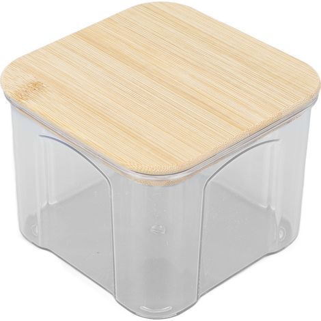 Boîte de conservation hermétique transparente avec couvercle en bambou pour nouilles, farine, céréales, riz, thé, café en grains, 650 ml, 10,7 x 8,2 cm / 4,2 x 3,2 pouces (1/5)