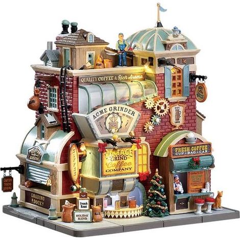 Caffetteria vintage VILLAGGIO DI NATALE LEMAX 75187 - GIOSTRINA NATALIZIA Vintage gring coffee company