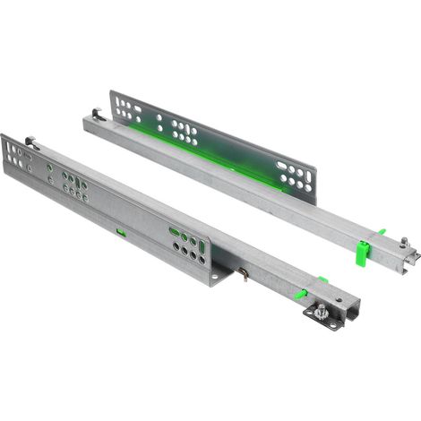 Glissières de Tiroir Amorties Coulisses Amovibles en Acier Argenté, Structure Monobloc Résistante à L'usure pour Rangement et Organisation Cuisine (1/5)